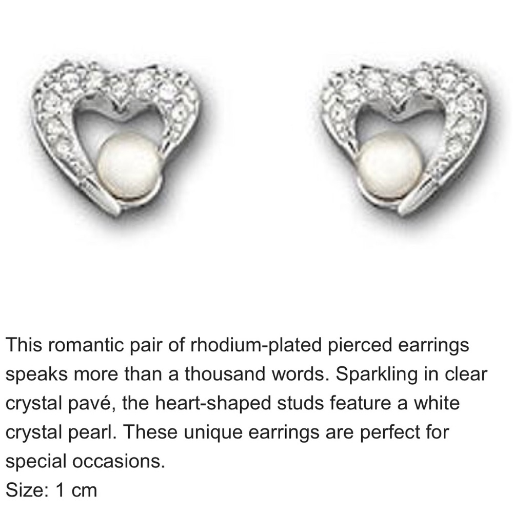 Swarovski heart & pearl earrings